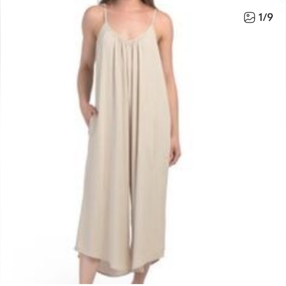 Hunter & Brown  Women Oversized A flowy, wide-leg Almond Rayon Jumpsuit | L